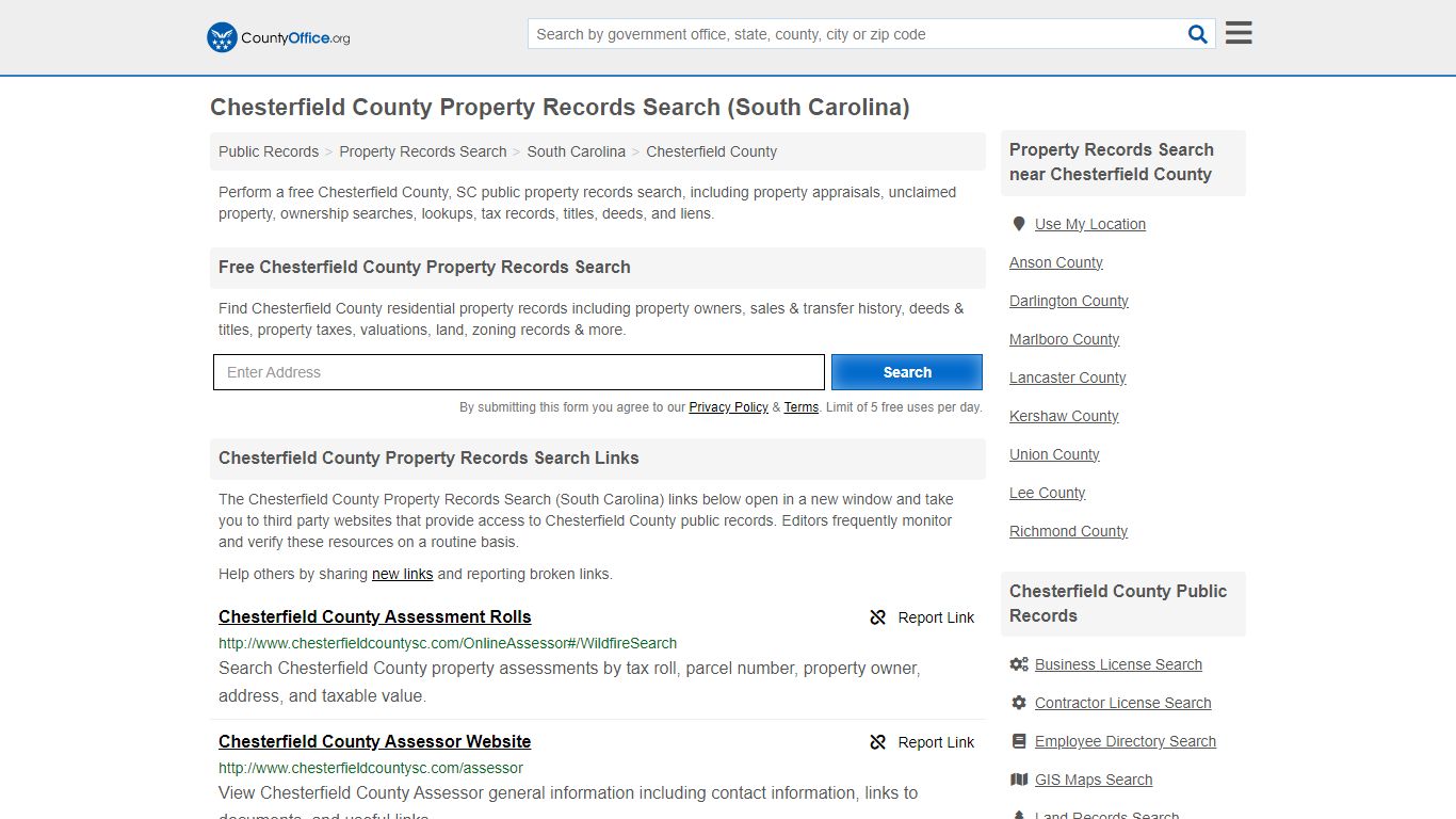 Chesterfield County Property Records Search (South Carolina)
